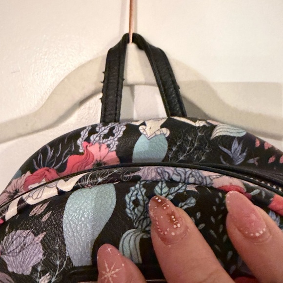 Loungefly Disney All Over Ariel Black Floral Mini Backpack
